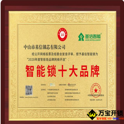基信榮獲智能鎖十大品牌獎(jiǎng)項(xiàng)